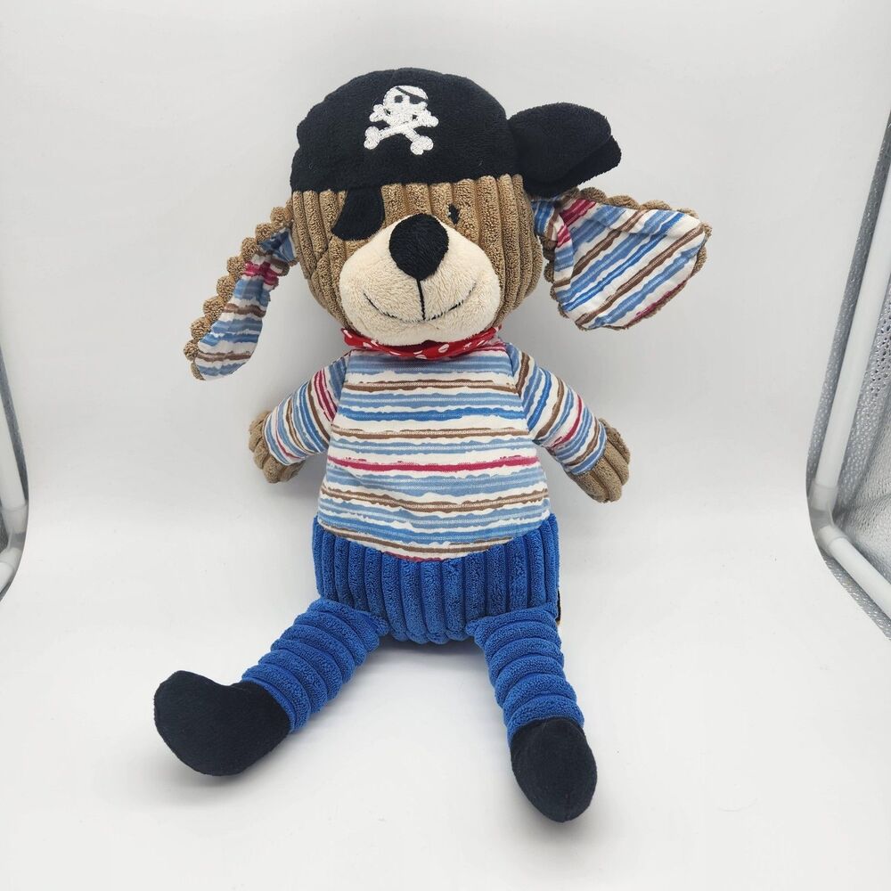 Maison Chic Pirate Dog Plush Nautical Stripe Stuffed Animal Toy Cute